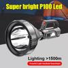 Super Bright P100 Led Flashlight High Power Long Shot Torch USB Rechargeable Handheld Searchlight Outdoor Spotlight Camping Lamp