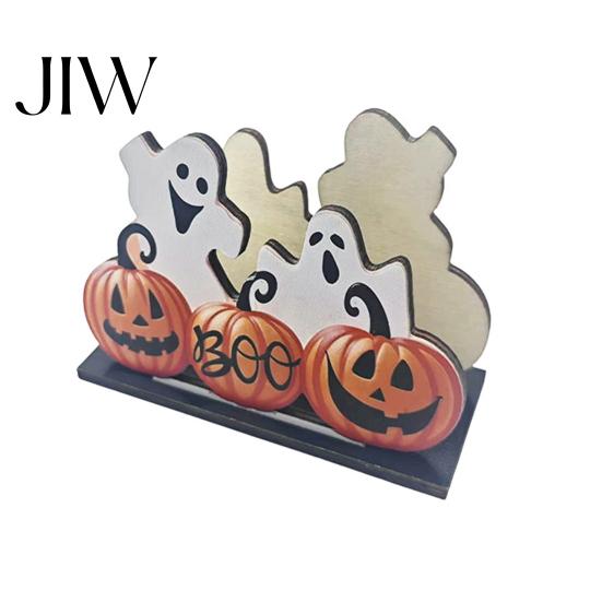 Decorative Napkin Organizer Halloween Wooden Holder, Cute Pastel Pumpkin Ghost Black Cat Tabletop Tissue Dispenser, Waterproof Holder