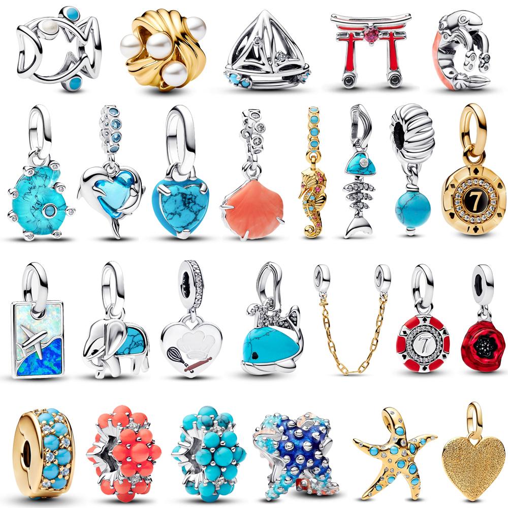Новые Красочные Морские Звезды Мини-Бусины и Подвеска-Шарм с Голубыми Дельфинами из Муранского Стекла, Подходит для Браслета, Медный Океанический Кулон, Подарок