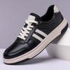 New Shoes for Men Genuine Leather Casual Shoes Fashion Striped Flat Skateboard Shoes Street Cool Sneakers