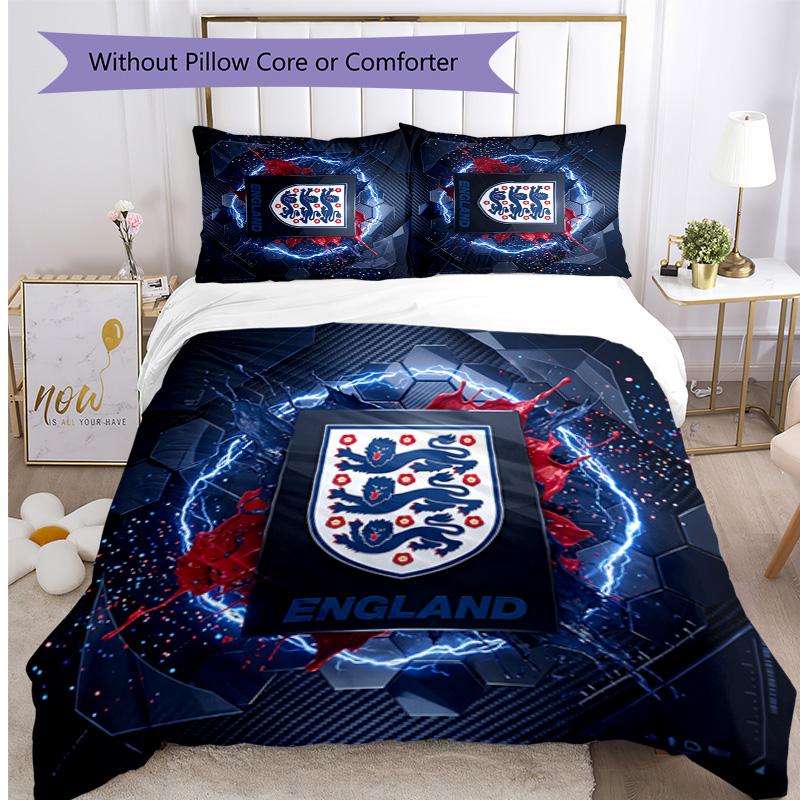 England Football Printed Bedding 3 Piece Set Cozy Breathable Bed Cover Set as Housewarming Holiday Gift