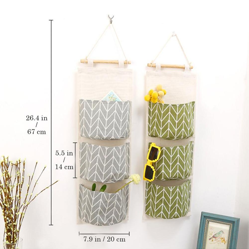3 Pockets Hanging Organizers Smudge-proof Hanging Storage Bag Wall Mounted Clocollection Organizer Bear Flamingo Sundries Bags Home Decor