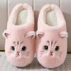 Autumn Winter Cotton Shoes Couple  Cute Cartoon Cat Flat Indoor Women's Slippers Soft Sole Home Warm Plush Man Slippers