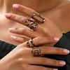 Personalized Leopard Print Double-layer Hollow Square Open Ring Set