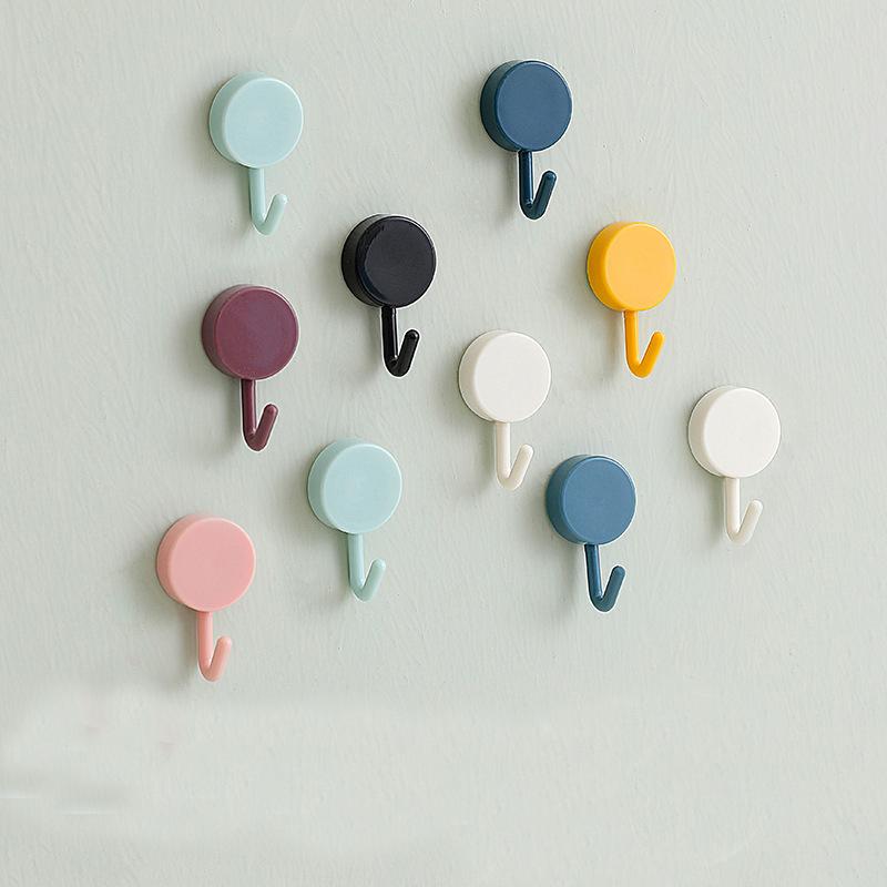 Adhesive Circular Hook Kitchen 5PCS Wall Hanging Decorative Small Hook Solid Color Hook Cute No Punching Handmade