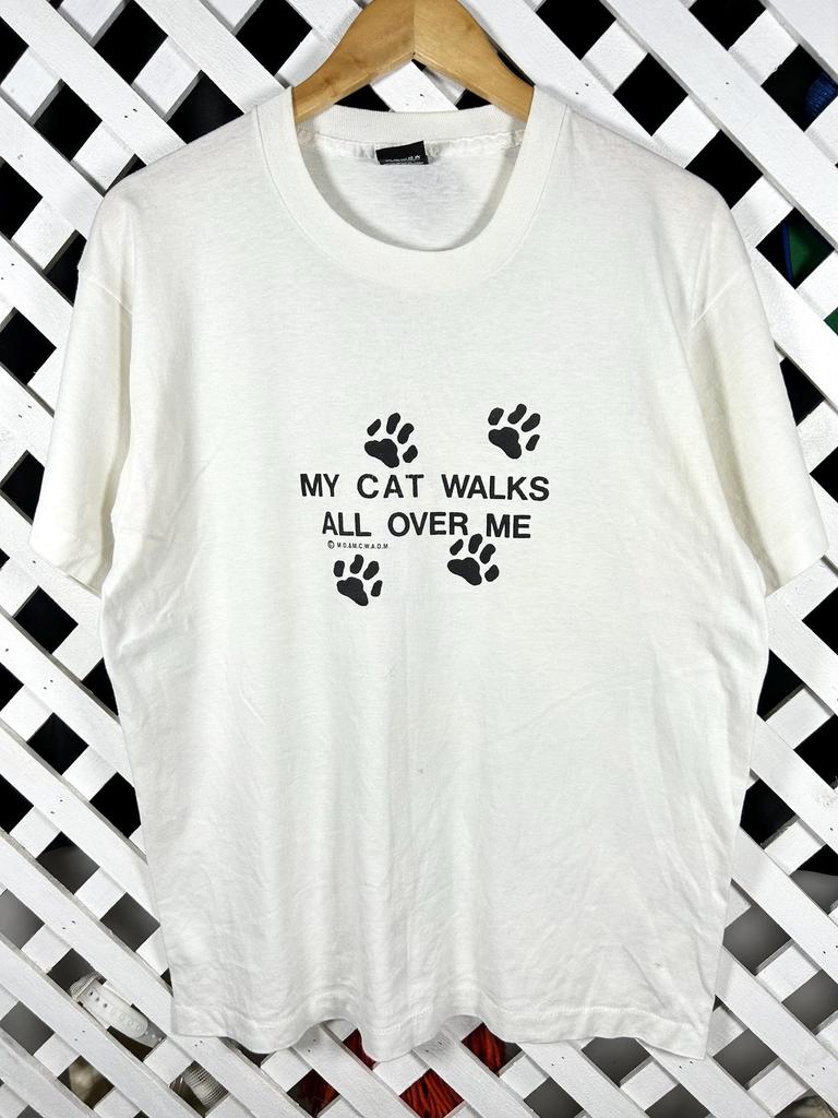 Vintage 1990s My Cat Walks All Over Me Tshirt / Large