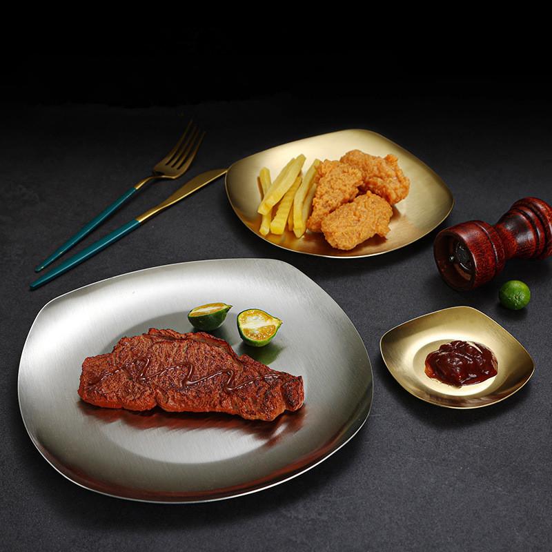 Korea 304 Stainless Steel Bone Plate Flower Side Barbecue Plate Hot Pot Dish Seasoning Bowl Restaurant Meals Divid Trays