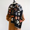 Korean High-End Love Petal Printing Women'S Imitation Cashmere Thermal Scarf Double-Sided Two-Color Air Conditioner Shawl