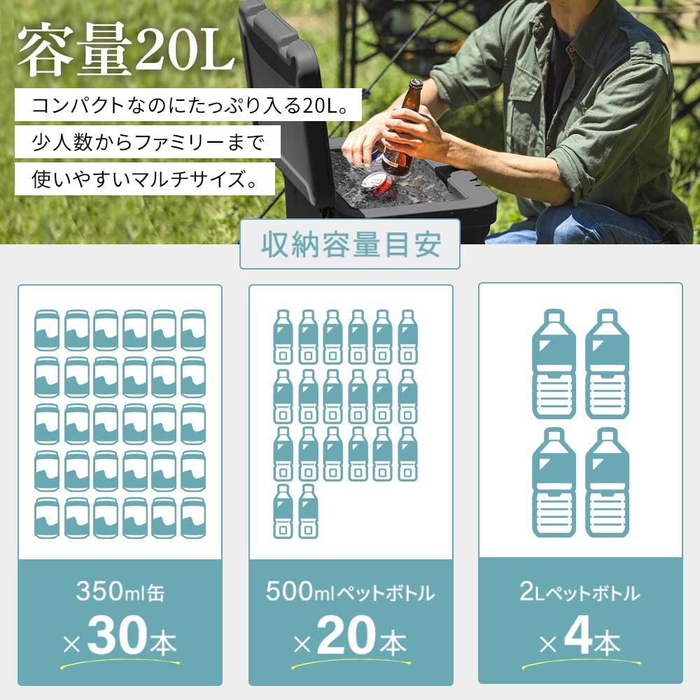 Hours Cold Iris Ohyama HUGEL Vacuum Insulated Cooler Box with Ice Pack Vacuum Insulated Panel Long Time Cold Retention 20L Charcoal Gray Outdoor