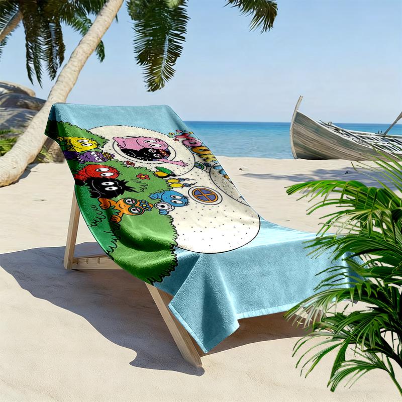 Custom Name,Barbapapa Print Beach Towel, Large Soft Quick Dry Towel for Beach Camping Swimming