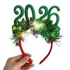2026 Shiny New Year Hairband Glitter-Coated Headband Sparkling Numbers Design Hair Hoop Festive Hair Accessory