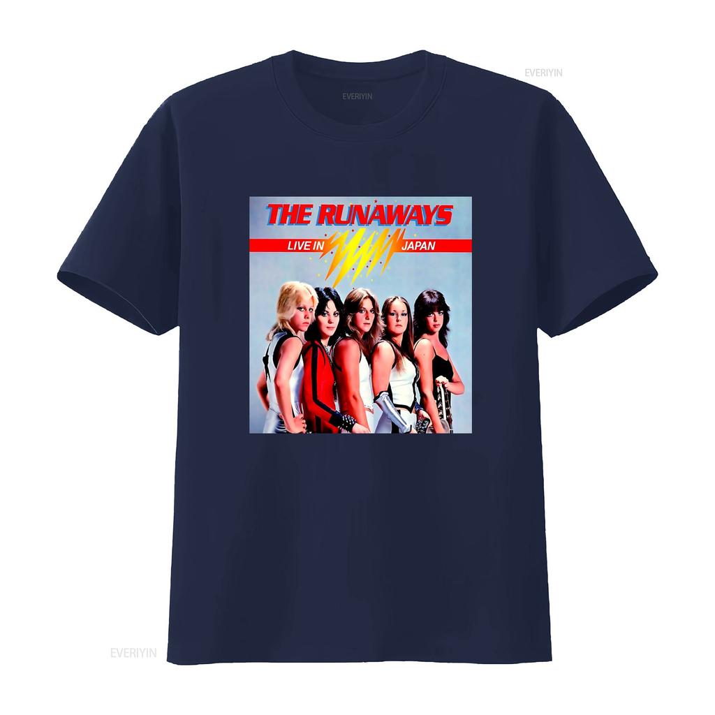The Runaways Live In Japan All Girl Rock Band Music T Shirt vintage Washed Breathable homme streetwear designer clothes Casual