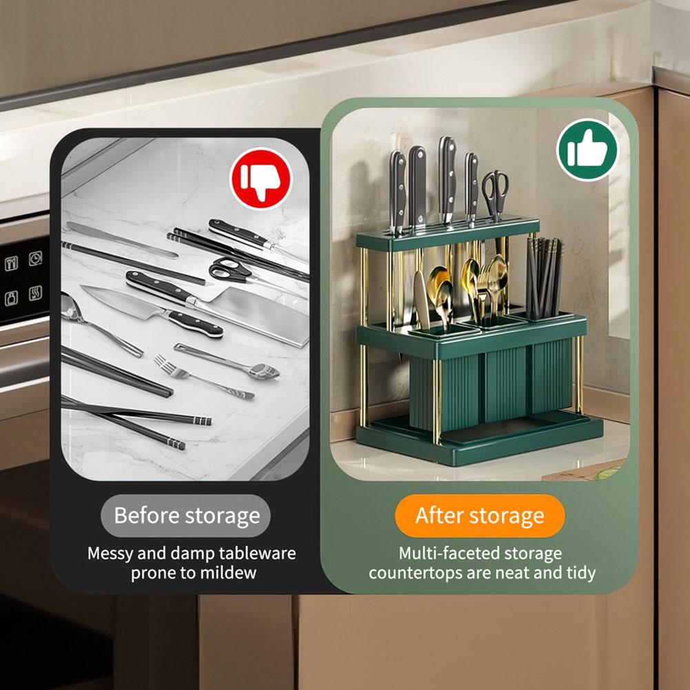 Домашний кухонный держатель для ножей Многофункциональная подставка для резки и сушки столовых приборов Держатель для кухонных принадлежностей Подставка для сушки столовых приборов Кухонное хранилище Она