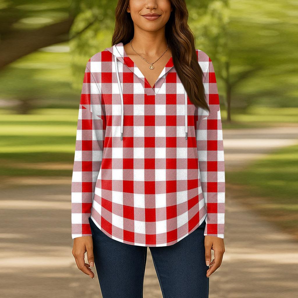 Женские модные толстовки с капюшоном V-образным вырезом с длинным рукавом и цветочным принтом на шнурке, повседневные свободные пуловеры