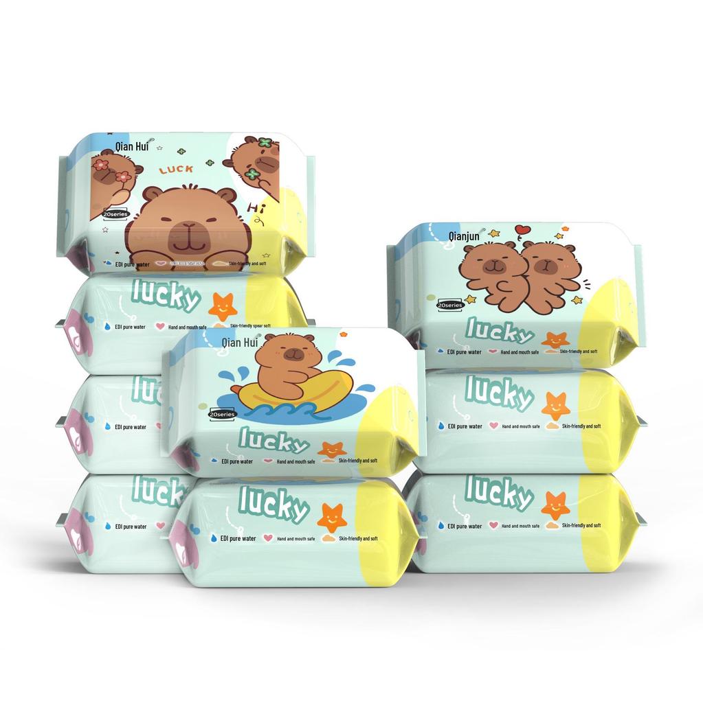 Портативные влажные салфетки для рук и рта младенца - Чистая вода, Одноразовые влажные салфетки для младенцев и малышей