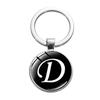 1PC A-Z Initial Name Letter Pendant Keychains Holder Round Alphabet Keyrings Art Photo Glass Cabochon Vintage Jewelry