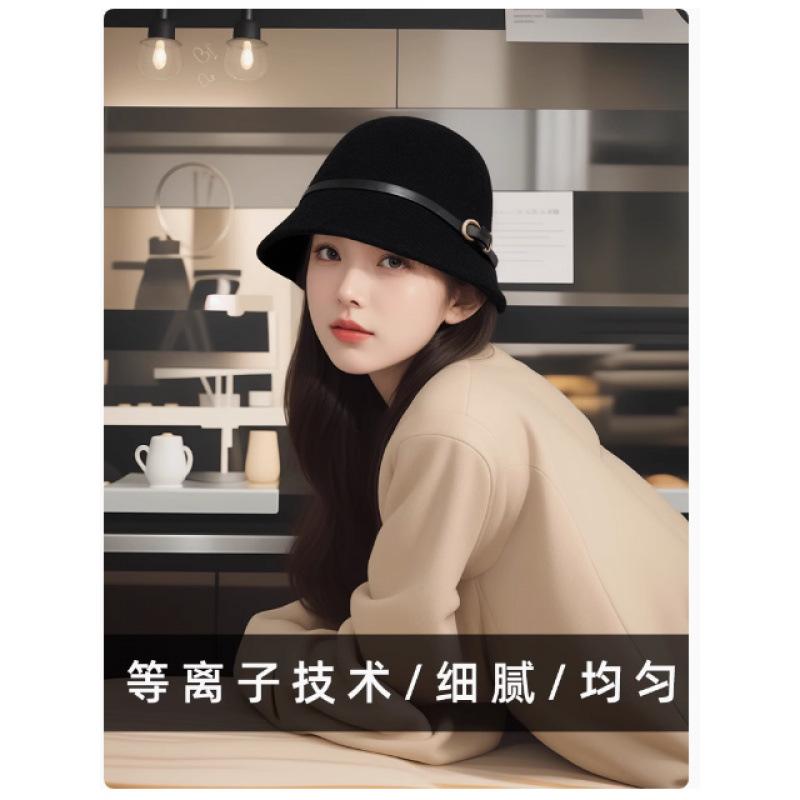 Woolen wool hat basin hat top hat autumn and winter retro French warm versatile dome British bucket hat fashion