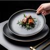 European Black Phnom Penh Ceramic Tableware Set Creative Bowl Salad Bowl Soup Plate Western Steak Plate