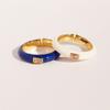 Star With The Same Niche Zircon Small Sugar Cube Blue Enamel Ring Opening Adjustable White Ring 343