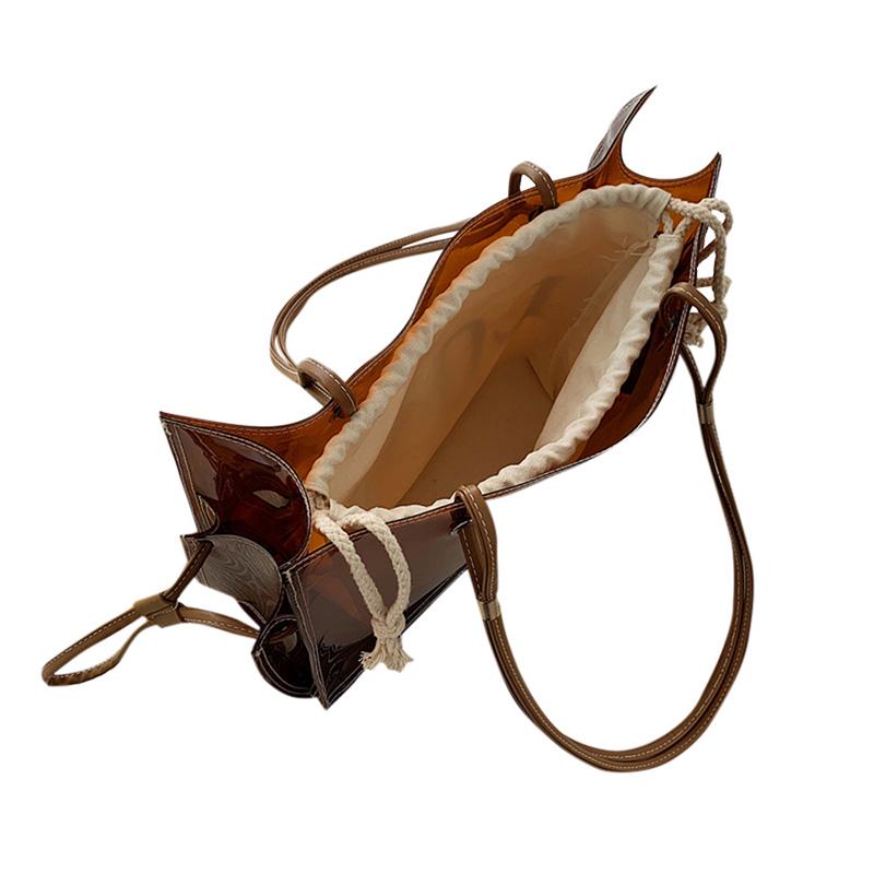 Модные женские прозрачные сумки на ремне из ПВХ желе ярких цветов, большая вместительная сумка-тоут коричневого цвета