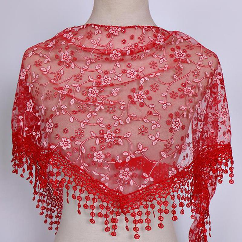 1Pc Women Triangle Wrap Lady Shawl Flower Lace Scarf Shawls