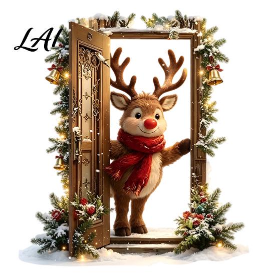 Bedroom Wall Stickers Christmas 3D Reindeer Sticker Self‑Adhesive Winter Snow Scene Indoor Party Supplies Mural Removable Holiday Art Decor