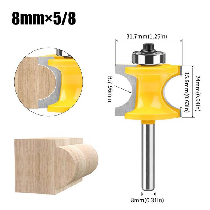 8mm Shank Half Round Bit Convex Edging Bits For Wood End Mill Woodworking Tool Industrial Grade Milling Cutter