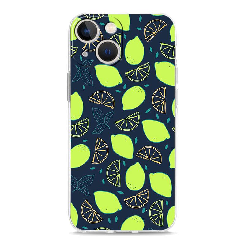 Фруктовый лимонный чехол для телефона For iPhone 11 Чехлы iPhone 15 12 13 14 16 Pro Max X XR XS 14 15 Plus 16Pro iPhone16 Прозрачная крышка
