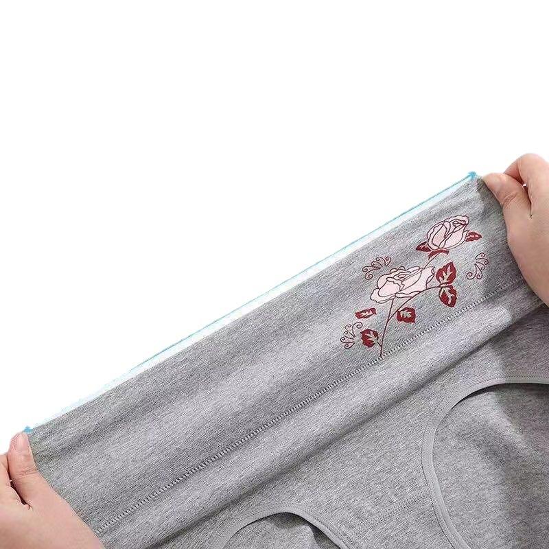 4 шт./лот, нижнее белье больших размеров, женские трусики с высокой талией, короткие дышащие трусы из чистого хлопка с высокой посадкой для женщин