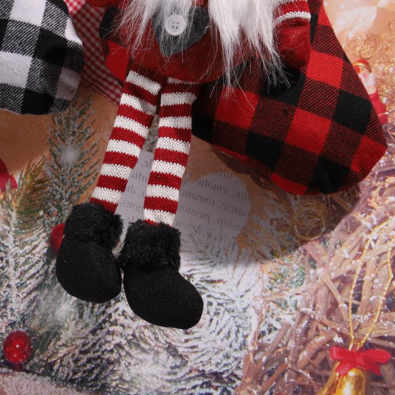Christmas stockings with red and black checkered legs, Christmas stockings, Christmas decorations, children's gift bags, Christmas apple bags