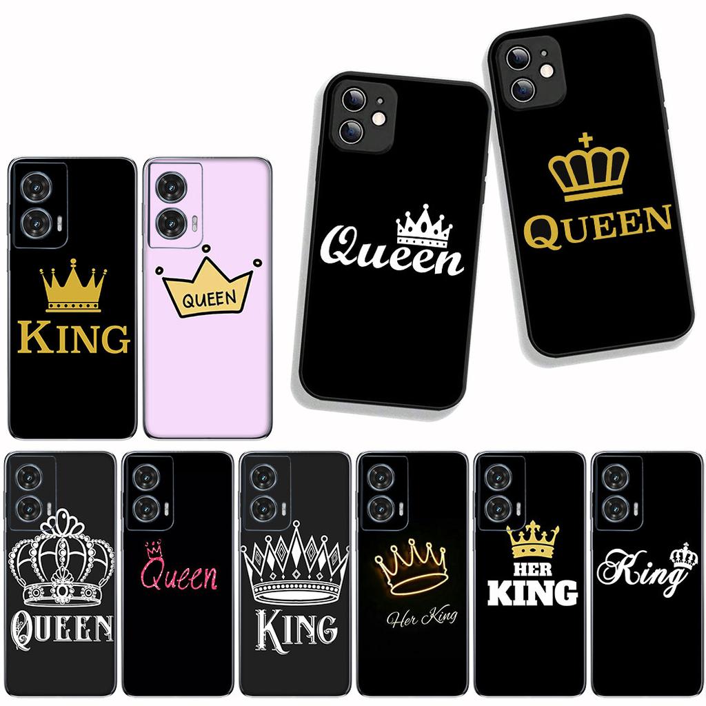 for Samsung Galaxy S25 S23 S22 S24 FE Ultra Plus A56 A05 A06 A15 A16 A57 S7 Edge Phone Case Queen King Couple Novelty Fundas