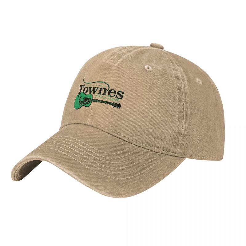 Townes Van Zandt Vintage Washed Canvas Baseball Cap with Green Guitar Logo Design Classic Fit Adjustable Hat for Music Lovers