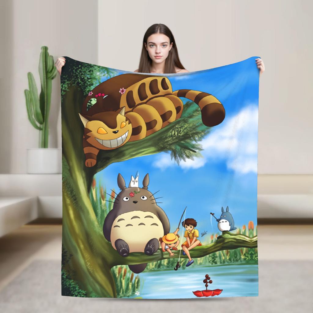 Traditional Nekobasu Japanese Blanket T-Totoros Travel Flannel Bedding Throws For Living Room Warm Bedspread Birthday Present
