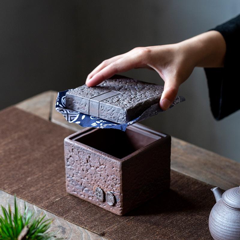 Керамическая герметичная банка Керамическая чайница Влагостойкая герметичная банка для чая Контейнер для чая Главная квадратная банка для конфет Коробка для хранения