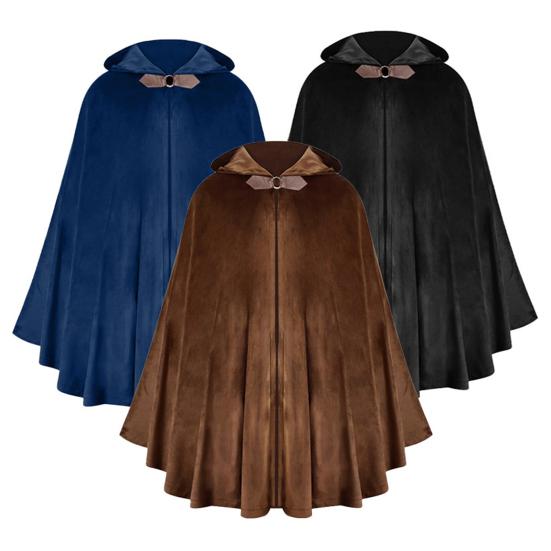 Бархатный плащ с капюшоном, украшенный металлическим кольцом, в стиле ретро, на Хэллоуин, для косплея, шаль, загадочный праздничный аксессуар для костюма