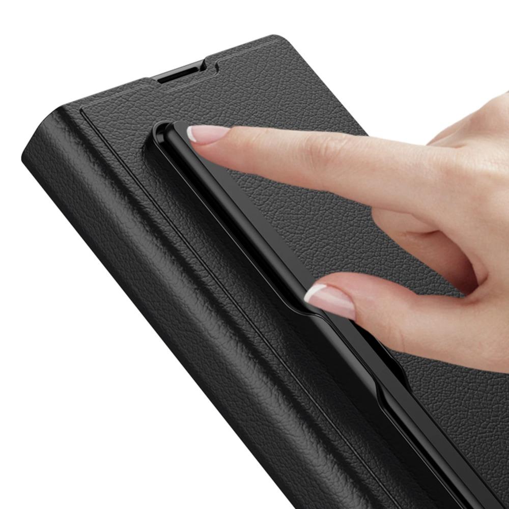 Роскошный чехол из искусственной кожи для телефона Samsung Galaxy Z Fold 6 с функцией защиты экрана и сенсорным пером