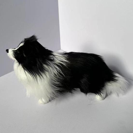 Simulated Plush Sheepdog Model Lifelike Mini Dog Toy Stuffed Animal Doll Home Office Desktop Decoration Ornament