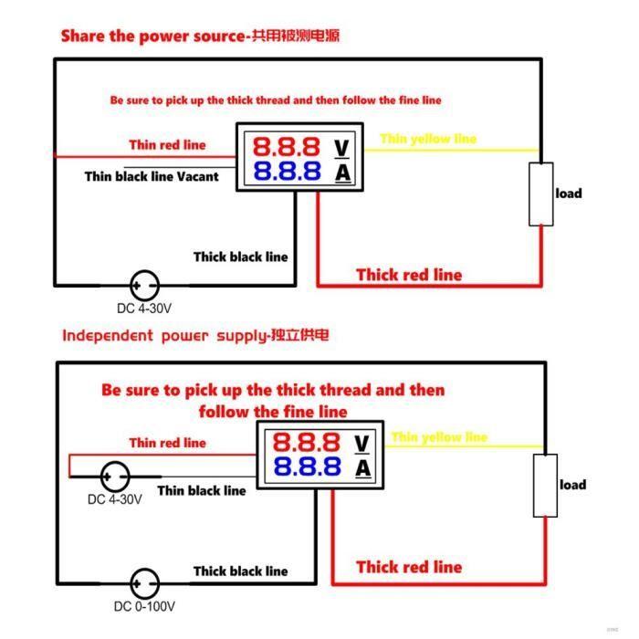 DC 100V 10A MiNi Voltmètre ampèremètre Panel Amp Volt Gauge Double LED rouge, bleunumérique