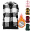 Women's Autumn/Winter Fashion Casual Plaid Plush Zipper Vest Jacket