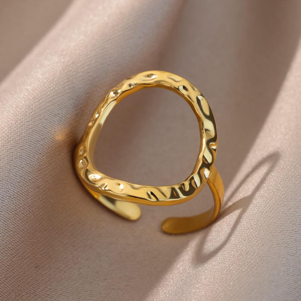 Opening Rings for Women Stainless Steel Gold Color Geometric Ring Fashion Simple Party Christmas Jewelry Gift
