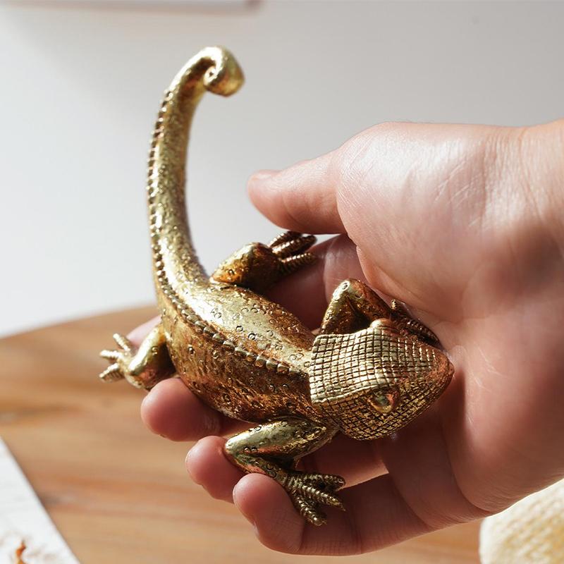 Декор стены Геккон, Настенная скульптура из смолы, Золотая ящерица, подвесная фигурка для дома, офиса, двора, крыльца, забора, фермерского дома