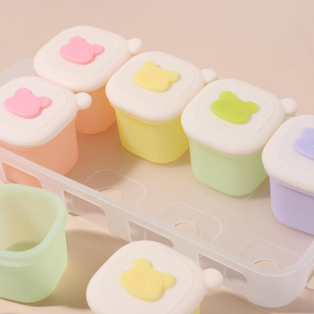 8-Grid Soup Ice Grid with Scales with Lid Food Meal Molds Freezer Ice Cube Molds Baby Food Storage