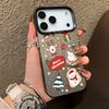 Подглядывающий Санта и Рождественский узор IMD Чехол для iPhone 17 16 15 14 Pro Max 13 Ударопрочная Твердая Крышка с Постоянным Дизайном