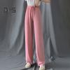 Женские повседневные брюки с эластичной кулиской и высокой талией, широкие длинные брюки, однотонные тонкие брюки для отдыха