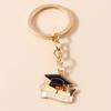 Cute Academic Dress Keychain for Graduation Ceremony Mortarboar Pendant for Students Bag Accessories Creative Jewelry Gift