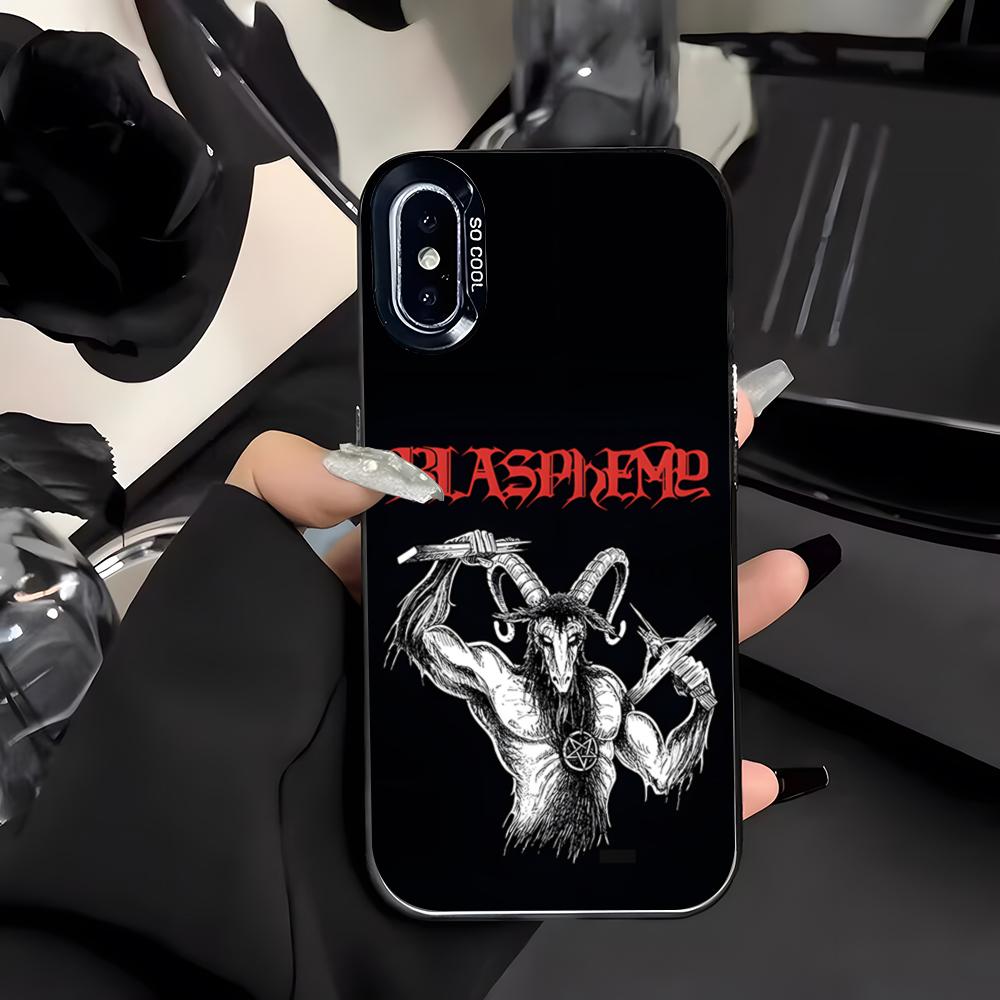 Чехол для телефона Blasphemy Band для IPhone 17 Air 16 E 15 14 Plus 13 12 11 Pro Max Цветной серебристый чехол