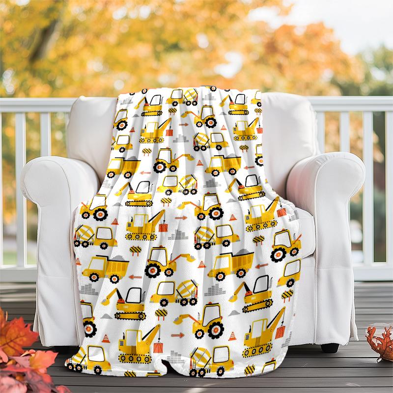 excavator Theme Printed Blanket - Perfect for Couch, Bed, Travel & Outdoor Use | Machine Washable, Cozy & Durable.