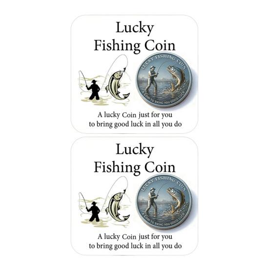 Счастливая монета для рыбалки с гравировкой на карточке «Рыбак ловит большую рыбу», коллекционная монета, талисман на удачу для любителя рыбалки, памятный жетон для рыболовов