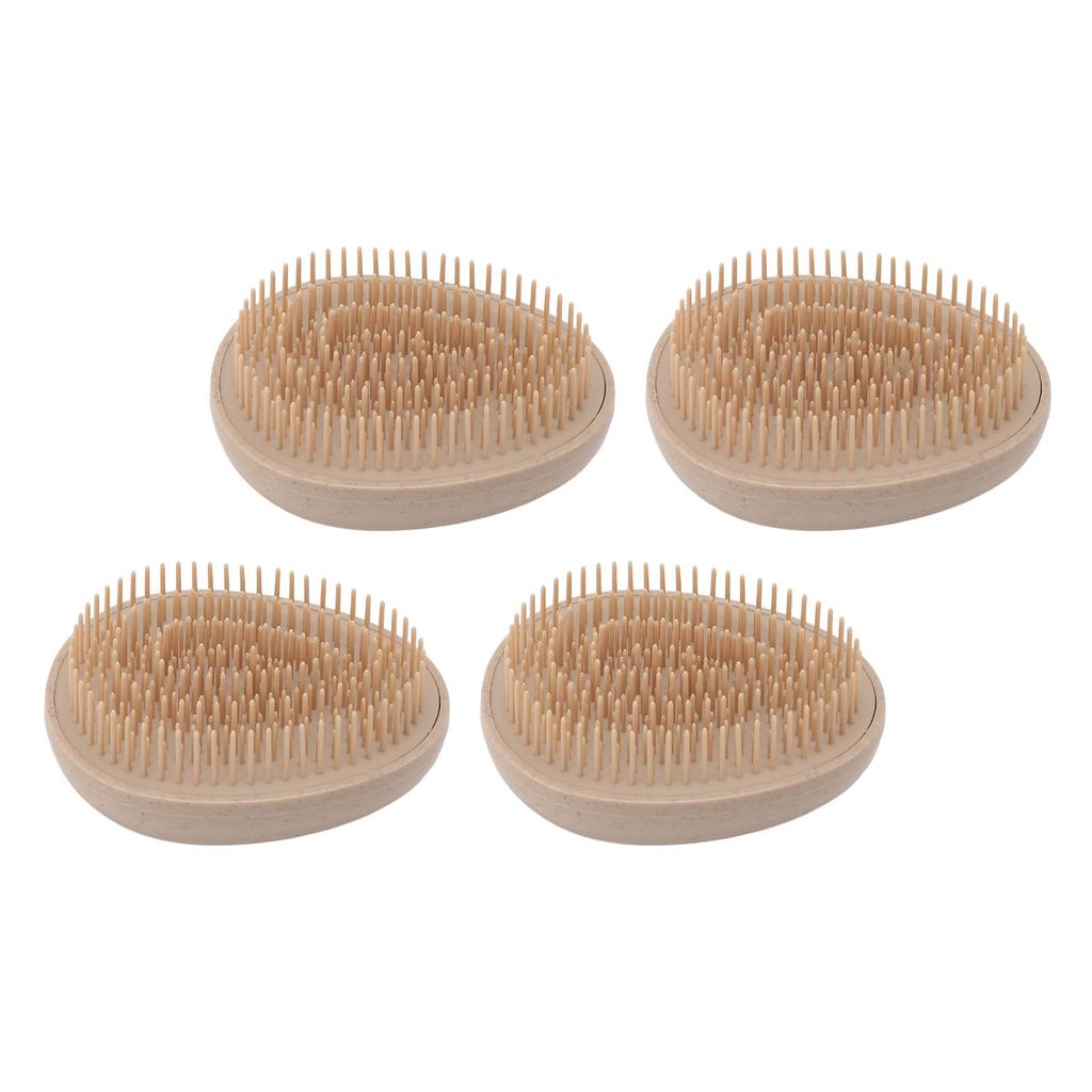 4Pcs Detangling Hairbrush Wheat Straw Soft Teeth Round Handle Dry Wet Scalp Massaging Hair Comb