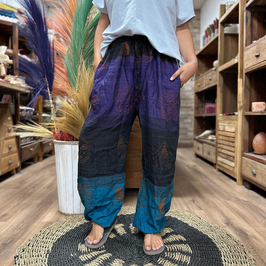 Yoga Pants Purple Himalayan Print High Cross